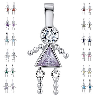 Baby Boy or Girl Birthstone Charm for Mom  Family Tree Grandma Necklace by Ginger Lyne CZ Sterling Silver