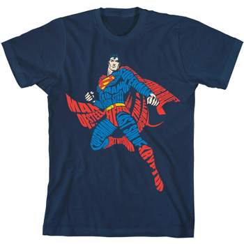 Superman Classic Superhero Youth Navy Blue Graphic Tee