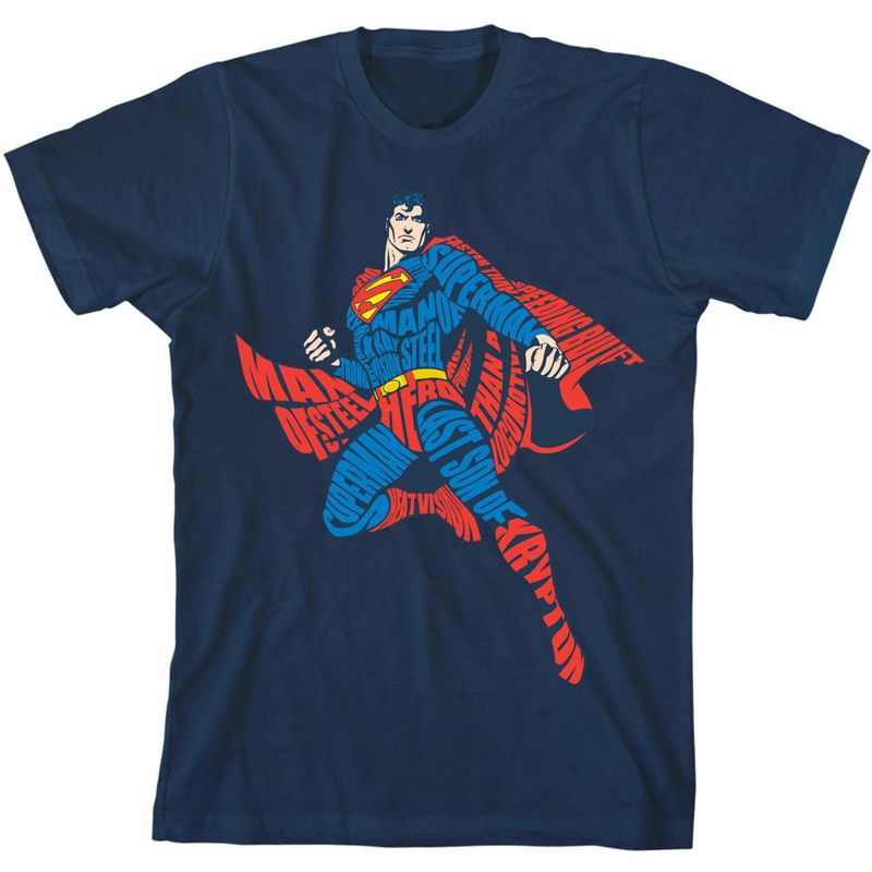 Superman Classic Superhero Youth Navy Blue Graphic Tee, 1 of 3