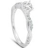 Pompeii3 3/4Ct Diamond Infinity Engagement Ring Set 14k White Gold Maching Woven Band - 3 of 4
