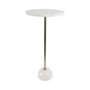 Marble Accent Table - Tall Round Side Table with Metallic Finish - Modern Glam End Table for Living Room, Bedroom, Home & Office - 25" White & Gold - 2 of 4