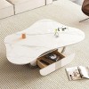 41.7" Modern Oval Coffee Table with Drawer and Open Shelf, White Faux Marble Top and Stainless Steel Base for Living Room-3irtyhousy - 3 of 4