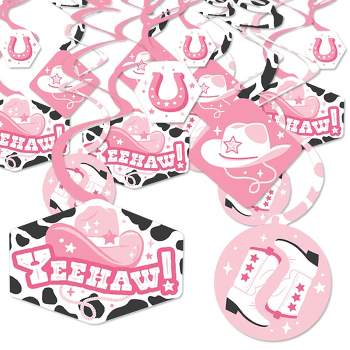 Big Dot of Happiness Rodeo Cowgirl - Pink Western Party Hanging Decor - Party Decoration Swirls - Set of 40