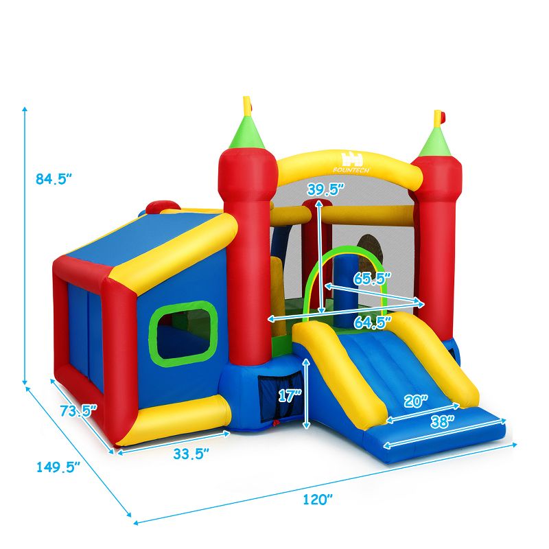Costway Inflatable Bounce House, 7-in-1 Jump and Slide Bouncer w/ Basketball Rim, Football & Ocean Ball Playing Area, Dart Target(Without Blower), 5 of 10