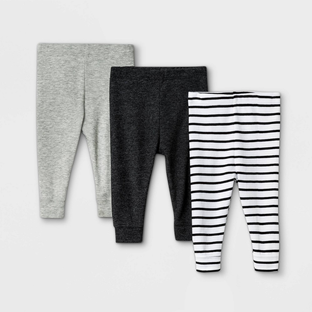 Baby 3pk Pull-On Pants - Cloud Island Black/Gray 24M