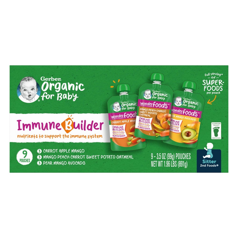 Photos - Baby Food Gerber ® Organic  Immune Builder Puree Pouches Variety Pack 9ct 