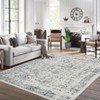 Washable Vintage Floral Distressed Rug Non Slip Low Pile Rug Soft Throw Floor Cover Foldable Indoor Carpet for Living Room Bedroom Playroom Nursery - 2 of 4