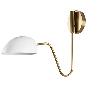Nuvo Lighting Trilby 1 - Light Sconce in  Matte White/Burnished Brass - 1 of 1