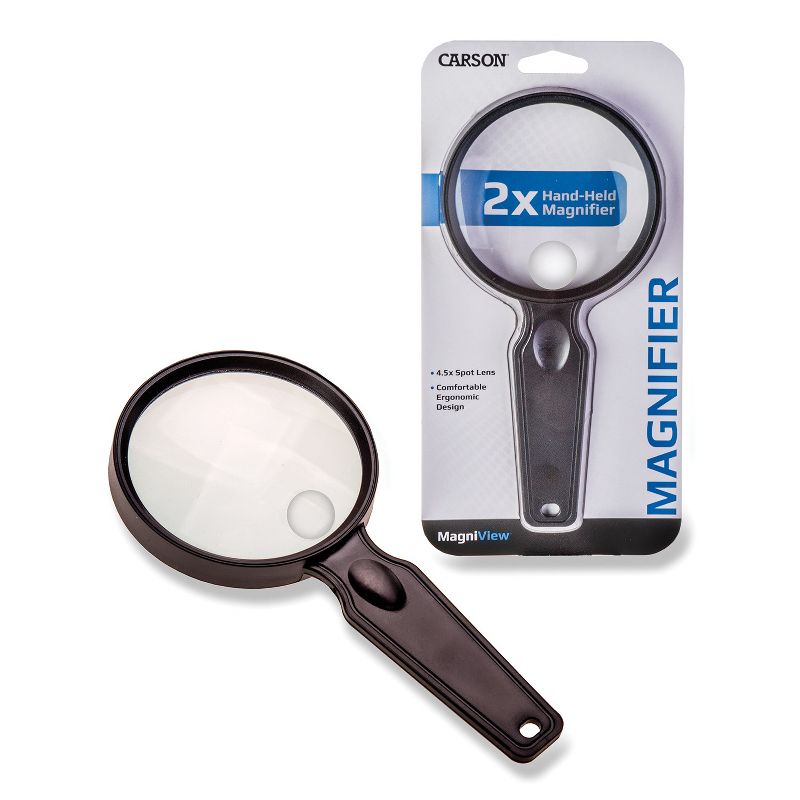CARSON® MagniView™ 2x Handheld Magnifier with 4.5x Spot and 3.5-Inch Acrylic Lens, 2 of 10