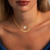 14K Gold & Platinum Plated Double Layer Pendant Necklace, Fashionable Layered Jewelry for Women - 4 of 4