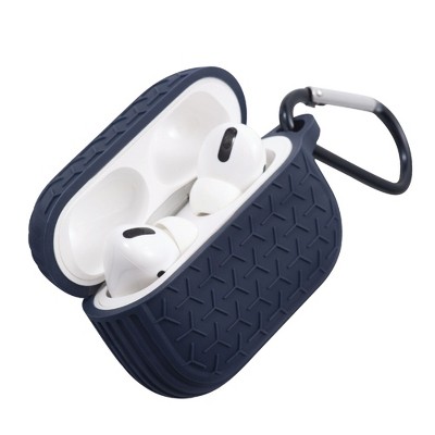Insten Case Compatible with AirPods Pro - Honeycomb Textured Pattern Silicone Skin Cover with Keychain, Blue