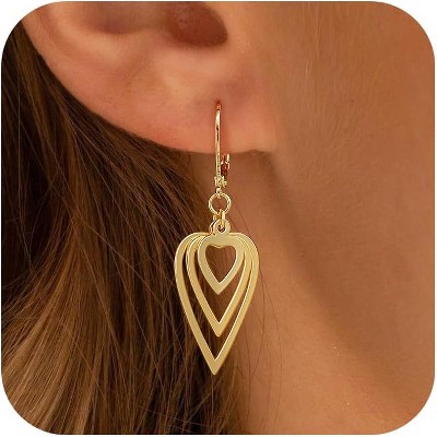 Gold Dangle Earrings for Women, 14K Gold Plated LightweightTeardrop Drop Earrings, Trendy Leverback Minimalist Jewelry for