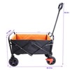 VisioGear Mini Portable Folding Beach Wagons with Wheels, Portable Carts with Handle, Orange & Black, 30.31"*15.16"*36.22" - 3 of 4