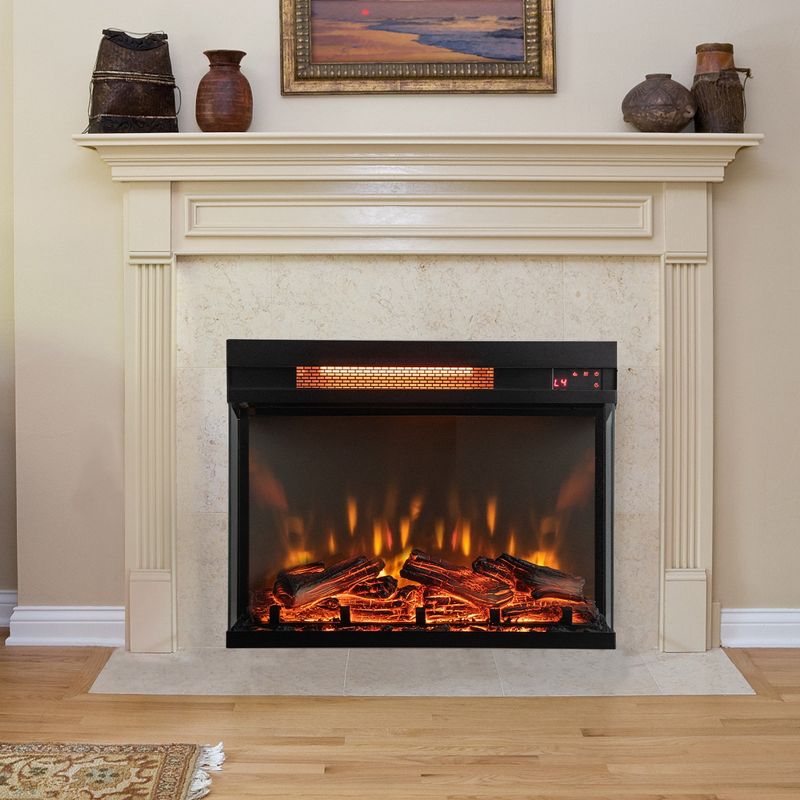 Costway 23'' 3-Sided Electric Fireplace Insert Heater 1500W with Thermostat & Remote Control, 4 of 11