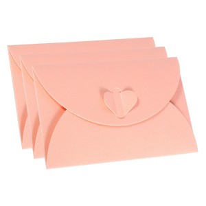 Unique Bargains Mini Pearlescent Paper Heart Shaped Clasp Envelopes 12 Pcs - 1 of 4