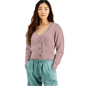 I.N.C International Concepts Womens Cable Knit Cardigan Sweater, Pink, Large - 1 of 1