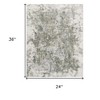 HomeRoots 2' X 3' Green Gray And Ivory Abstract Distressed Stain Resistant Area Rug - 3 of 4