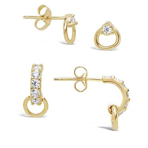 Sterling Forever Women's Set of 2 14K Goldplated & Cubic Zirconia Earrings Set