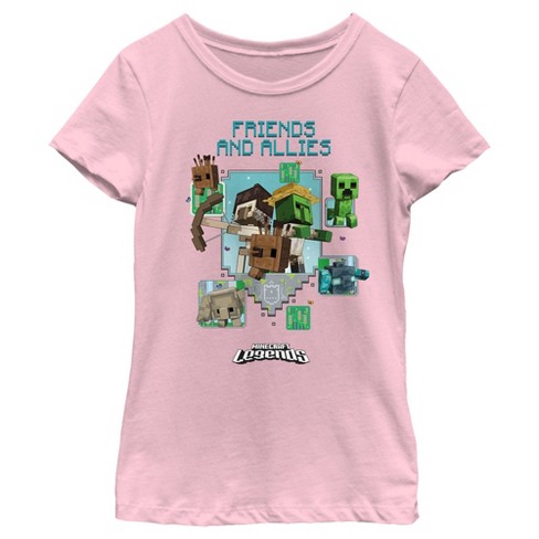 Girl's Minecraft Legends Friends And Allies T-shirt - Pink - X Small Target