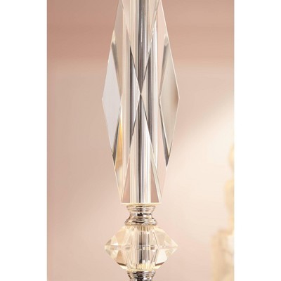 Vienna 23" Clear Crystal and Silver Accent Table Lamp with White Drum Shade