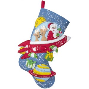 Bucilla Felt Stocking Applique Kit 18" Long-Rocket Ship Santa - 1 of 1
