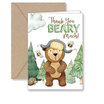 Paper Frenzy Bear Thank You Note Cards & Kraft Envelopes -- 25 pack