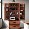 Kitchen Pantry Cabinet with 2 Drawers, 8 Door Shelves, Adjustable Shelves, Embossed Texture Freestanding Storage Hutch for Dining Room - 2 of 4