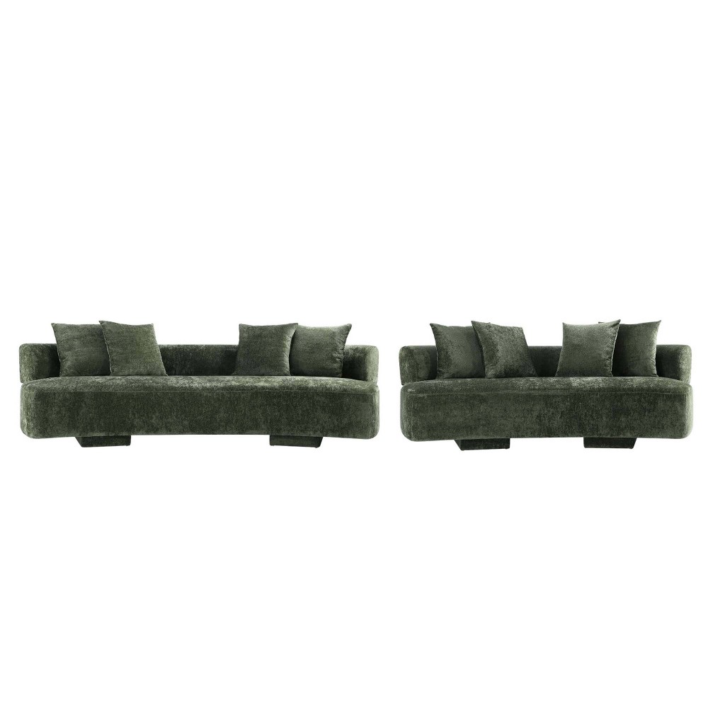 Manhattan Comfort 2pc Verandah Chenille Upholstered 112" Sofa and 90.6" Sofa Set Olive Green