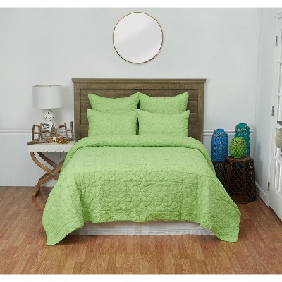 Mara Green Cotton Standard Sham with Quilted Design