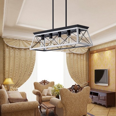 31"H Farmhouse 5-Lights Vintage Metal Pendant Light, Adjustable Metal Cage Chandeliers,Ceiling Lights Light Fixtures -The Pop Home