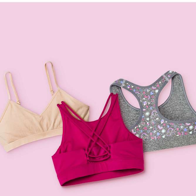 Yellowberry Girls' Triangle Full-coverage Bra With Convertible