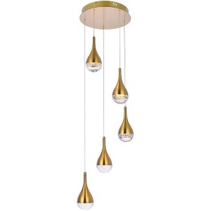 Elegant Lighting Amherst 5 - Light Pendant in  Satin Gold - 1 of 4