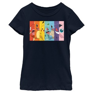 Girl's Pokemon Character Box-up Rainbow T-Shirt - 1 of 4