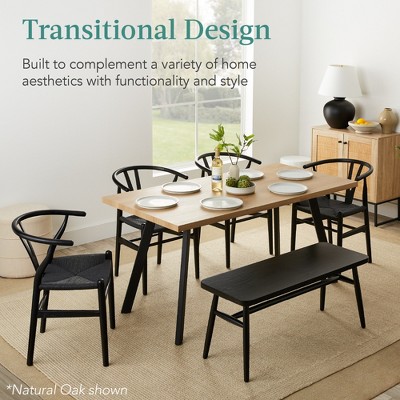 Black Extendable MDF Dining Table with Powder-Coated Steel Legs