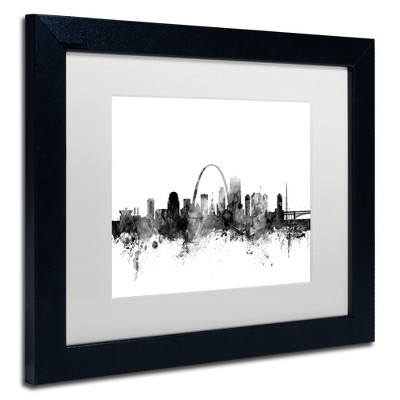 Trademark Fine Art -Michael Tompsett 'St Louis Missouri Skyline B&W' Matted Framed Art