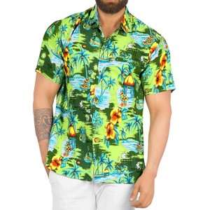 LA LEELA Mens Hawaiian Shirts Short Sleeve Button Down Shirt Men's Casual Shirts Holiday Tropical Beach Party Shirts for Men - 1 of 4