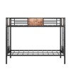 Twin Over Twin Metal Bunk Bed with Ladder and Full-Length Guardrail, Black-ModernLuxe - 4 of 4