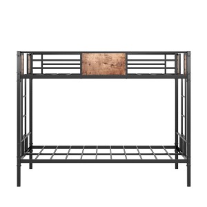 SEVOBAL Beds, Twin Over Twin Metal Bunk Bed with Double Safety Guardrails and Ladder for Space Saving, Black, 78.74"*16.73"*7.48" - 1 of 4