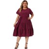 Agnes Orinda Women's Plus Size Babydoll Polka Dots Short Sleeve Layered Midi Dress - 3 of 4