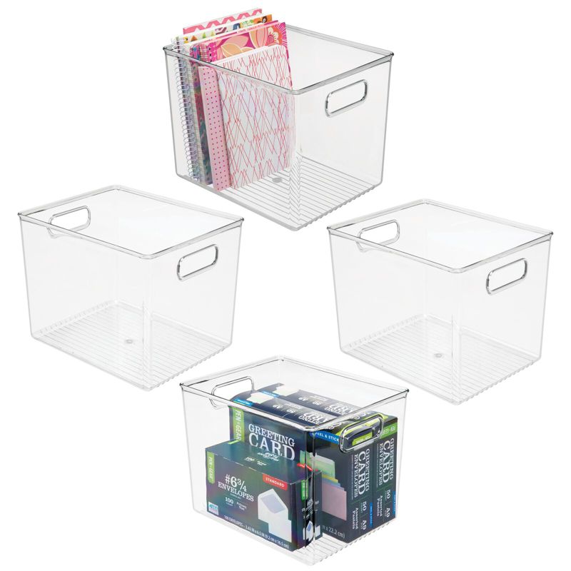 mDesign Plastic Office Supply Organizer Storage Bins with Handles, 1 of 9