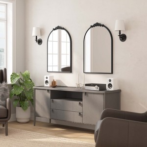 Flash Furniture Esme Traditional Arched Wall Mirror with Baroque Detail - Large Accent Mirror for Bathroom, Entryway, Dining Room, & Living Room - 1 of 4