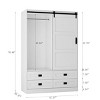 Tall Armoire Wardrobe Closet with Hanging Rod and Barn Door, 47" Bedroom Storage Cabinet with Drawers and Open Shelves-3irtyhousy - 4 of 4