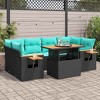 vidaXL 7 Piece Patio Sofa Set with Cushions Black Poly Rattan - 2 of 4