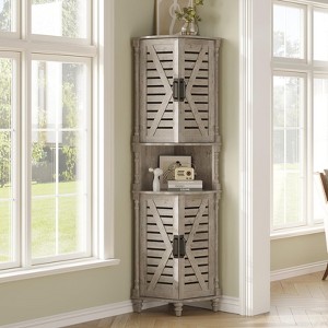 67.7" Tall Farmhouse Corner Cabinet, 5-Tier Shelves Storage Cabinet, Pantry Cabinet - 1 of 4