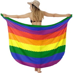 LA LEELA Women's Summer Beach Patriotic American US Flag Sarong Bikini Wrap Swimsuit Coverups for Women One Size Colorful AD316 - 1 of 4