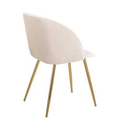 White Velvet Upholstered Arm Chair with Metal Legs