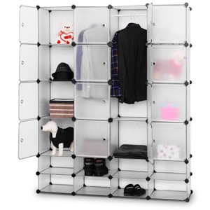 Costway DIY 24 Cube Portable Clothes Wardrobe Cabinet Closet Storage Organizer W/Doors - 1 of 4