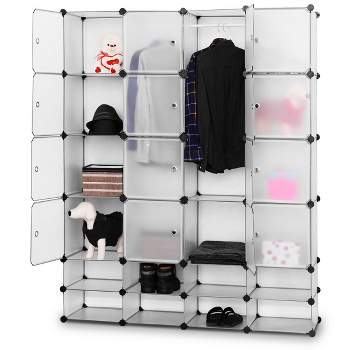 HONEY JOY 85 in. H 30 White Cube Clothes Storage Hanging Closet