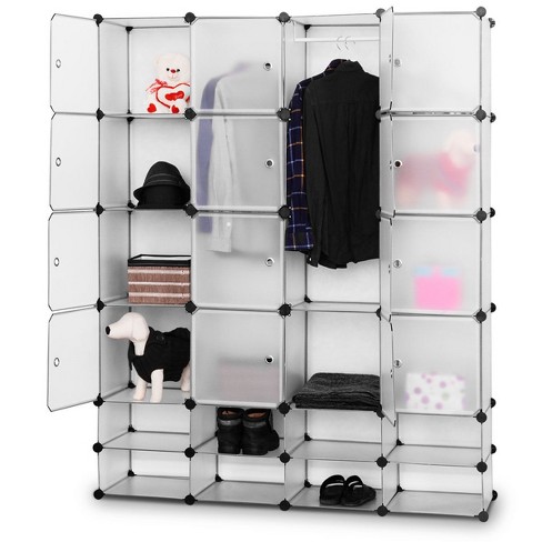 Shop White Label 8 Cubes Plastic Wardrobe with Shoe Rack - Black