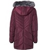 Sportoli Women Long Quilted Plush Lined Outerwear Puffer Jacket Winter Coat with Fur Hood - 3 of 4